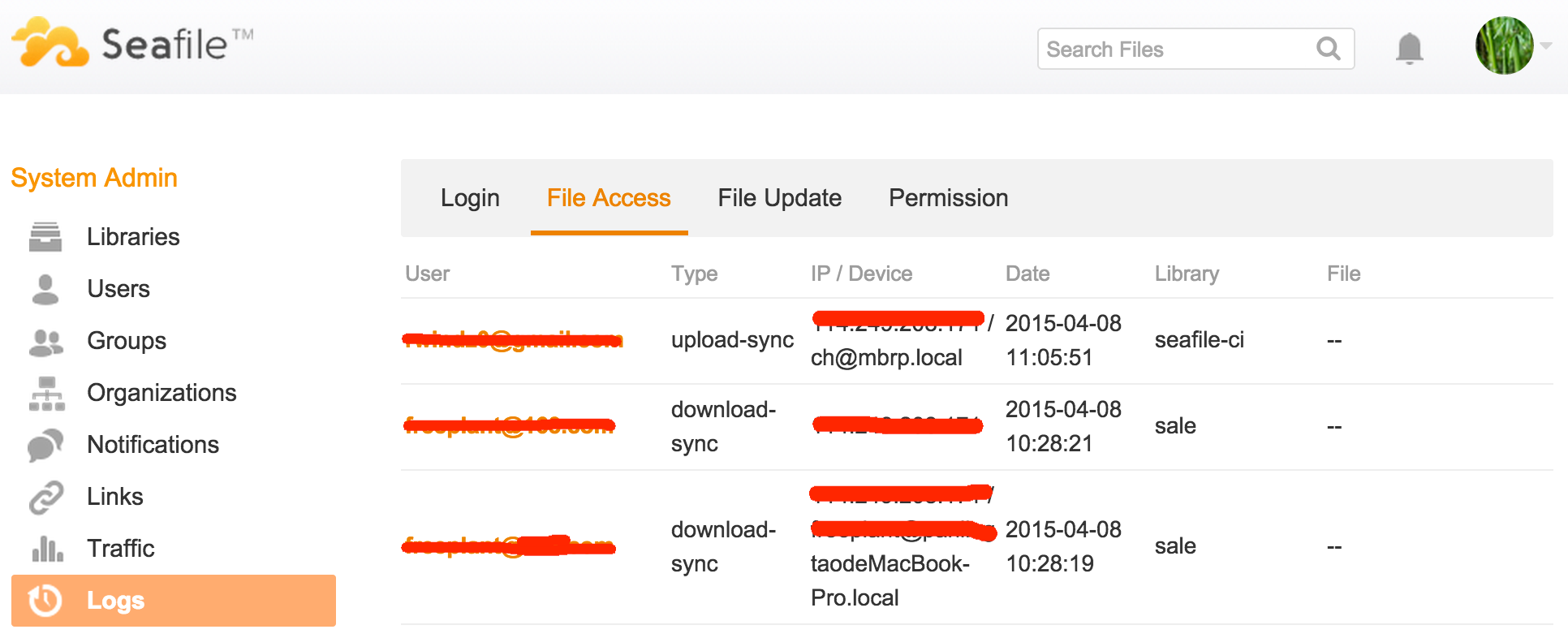 Seafile Auditing Log