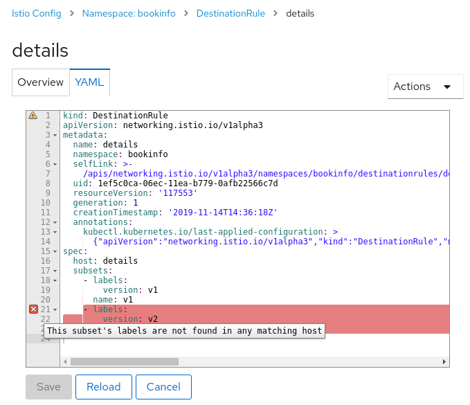 YAML Editor Showing Error Tool Tip